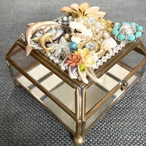 Vintage Brass Under the Sea Art Jewelry Box